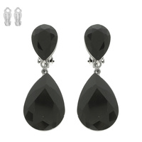 TEARDROP-CUT CRYSTAL CLIP-ON EARRINGS